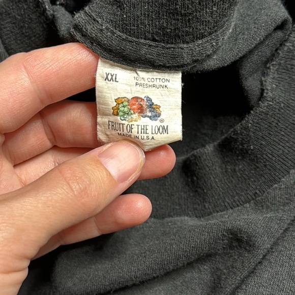 Vintage Fruit of The Loom Black Blank Pocket Tshirt Size XXL - Picture 4 of 7